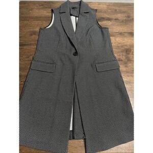 NWOT Adrianna Papell Jacquard Duster Vest Coat Front Pockets Slit Back Hem Sz S